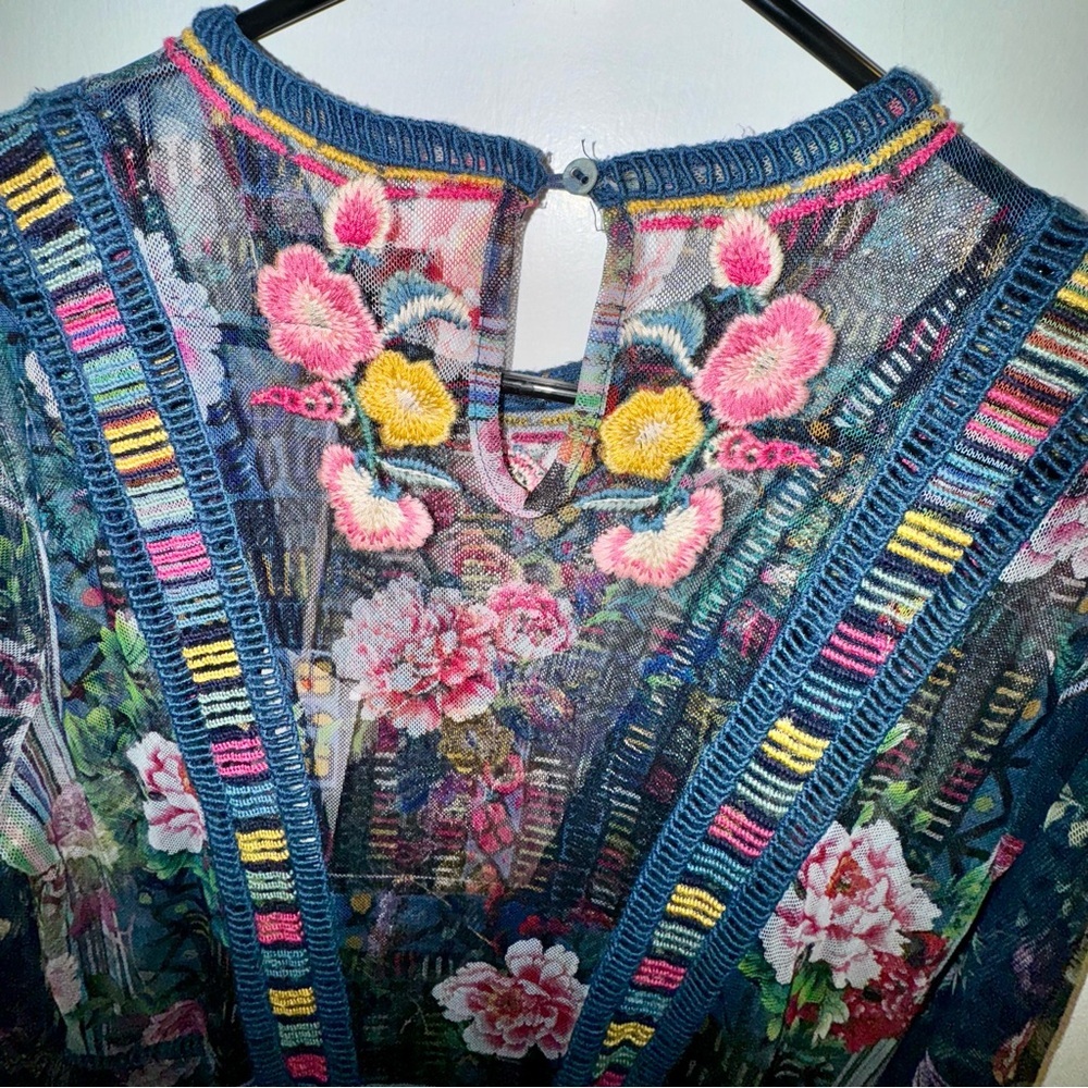 *SOLD* NWT Johnny Was Biya Dayana Mesh Embroidered Maxi Dress - Picture 7 of 12